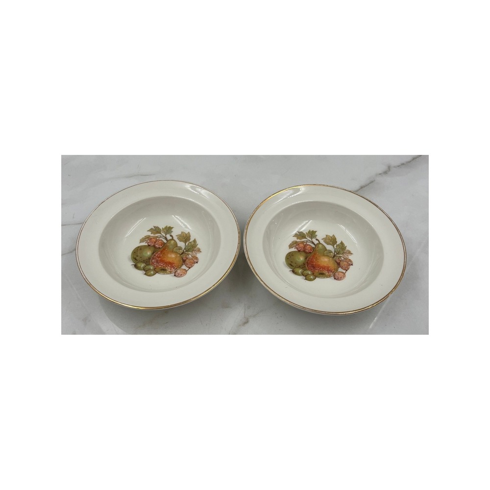 VTG Crown Devon Staffordshire England Bowls Fruit Berry Rimmed Set of 2